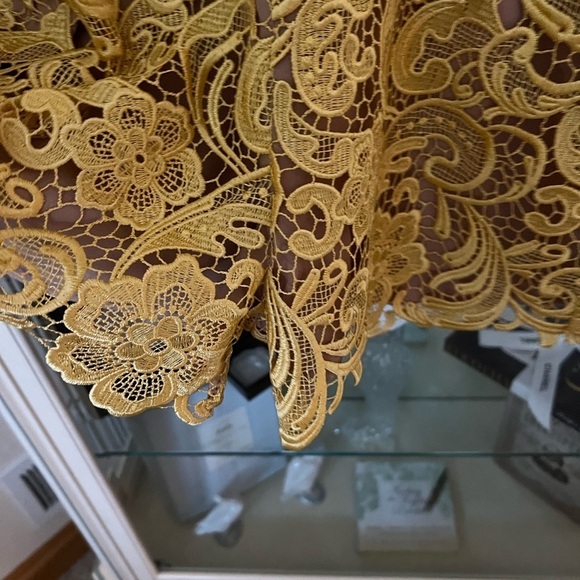 NWOT Dress the Population Gold/Yellow/Nude Lace Romper Size XS - Picture 3 of 6